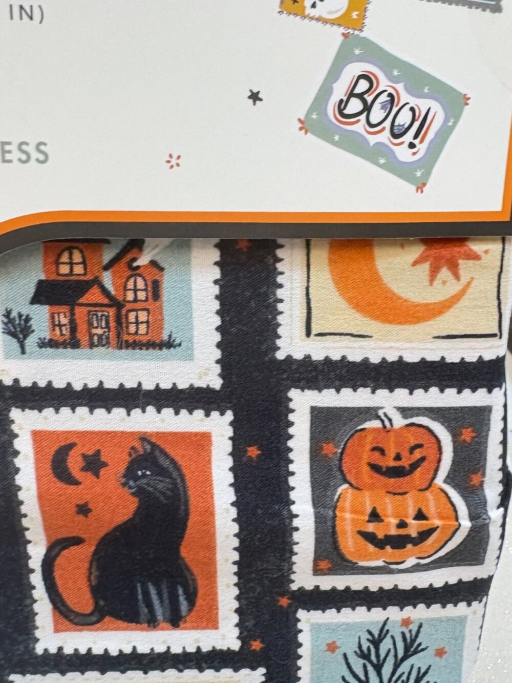 Envogue QUEEN Sheet Set Halloween Icons Stamps Cat Pumpkin Ghost Haunted House - Picture 6 of 7